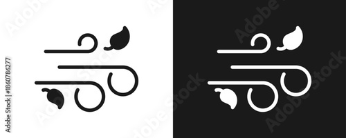 Wind Icon Set Glyph In White And Black Background