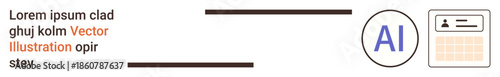Technology, identification, automation, artificial intelligence, digital profiles, futuristic systems. Visual features include an ID card, text elements and an AI icon. Technology and identification