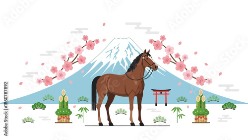 Majestic Brown Horse Standing Gracefully in a Serene Setting.