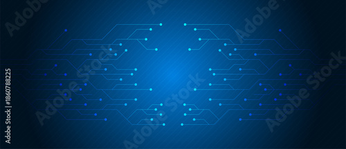 Hi tech circuit board design innovation banner blue. Abstract technology circuit board. Communication concept.