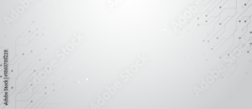 Circuit board electronic digital technology banner. Grey abstract  technology background. Central Computer Processors. Motherboard Digital Chip.