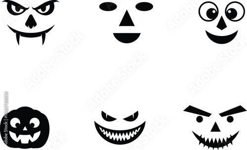 halloween faces with different expressions and designs for decoration or celebration  scary and funny