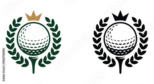 Royal Golf Club Championship Emblem, Including Crown and Laurel Wreath, Vector Logo Illustration for Golf Tournament Branding, Elite Sporting Academy, Premium Event Design