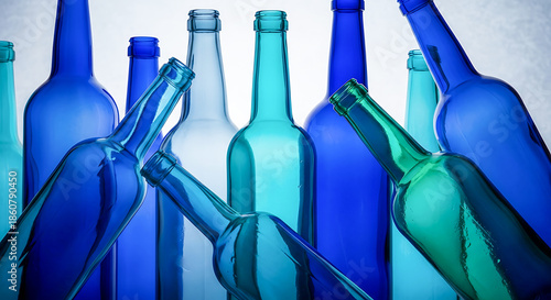 Assortment of Colorful Glass Bottles