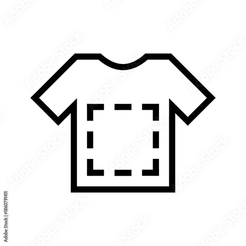 T-shirt mockup icon with print area indicator, perfect for apparel design, fashion mockup, product visualization, graphic design, and clothing brand presentations.