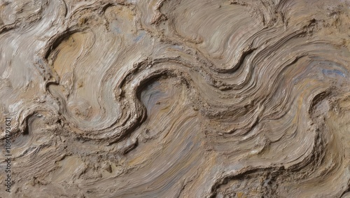 Wallpaper Mural Close-up of textured, swirling, layered surface with various earthy brown, cream, and blue tones Torontodigital.ca