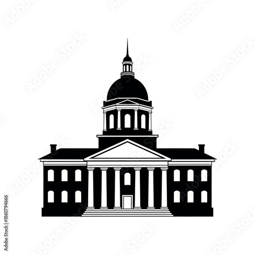 Classic Government Building with Dome and Columns.
