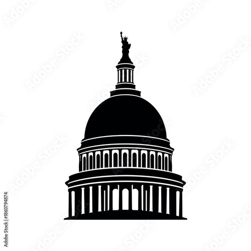 Silhouette of the United States Capitol Building Dome.