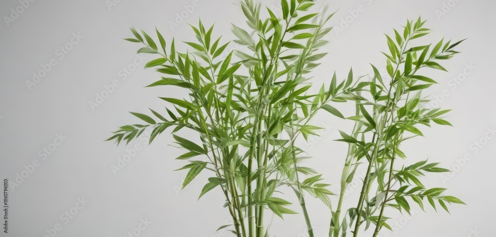 Obraz premium green bamboo leaves isolated on a white background, vegetation, plant, isolated