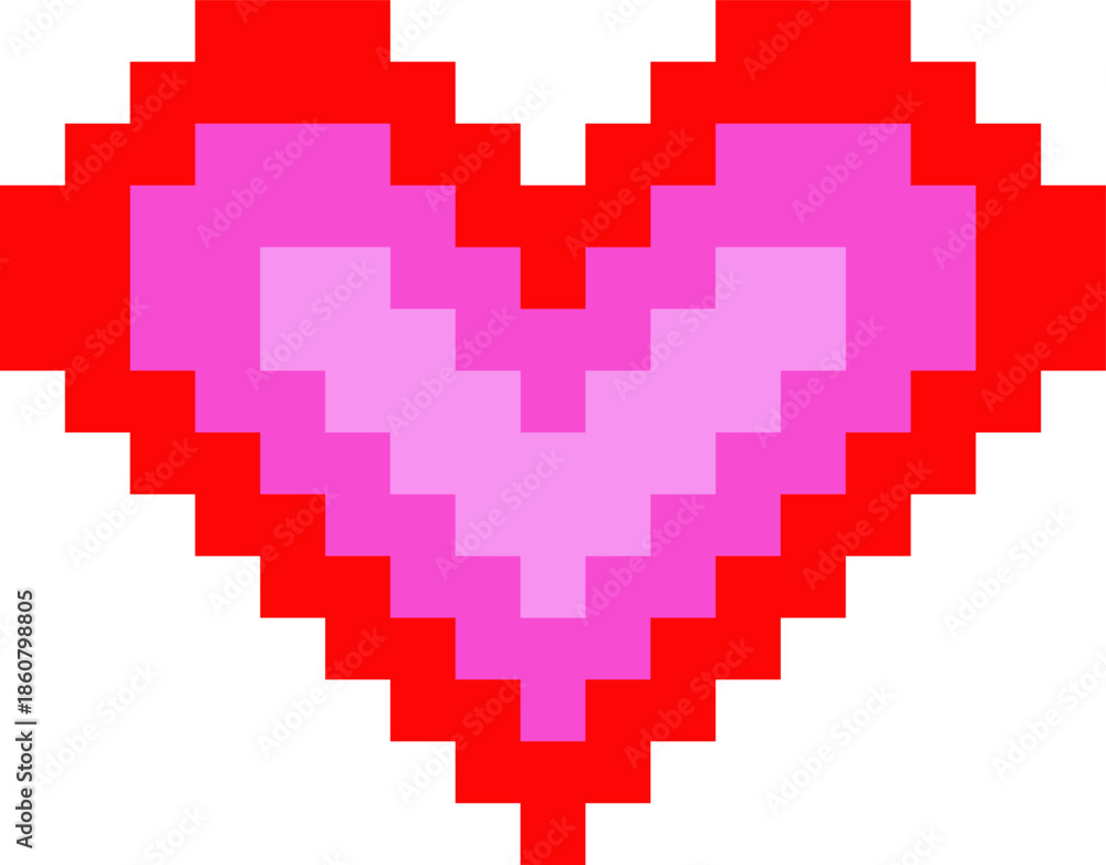 Fototapeta premium A digital pixel art illustration of a red heart with a red featuring a on Valentine's Day