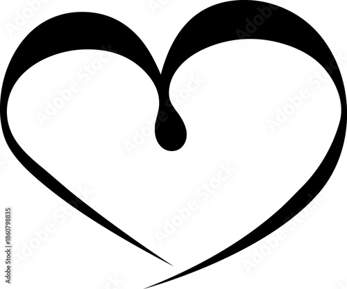 A black heart symbol vector illustration designed as a minimalist silhouette icon for a love tattoo or conceptual art logo sign