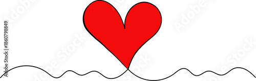 A vibrant red heart vector illustration on a white background serves as a romantic symbol of love and passion for a Valentine's Day card design or wedding gift decoration