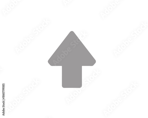 Flèche grise pointant vers le haut, symbole de direction, de progression ou de téléchargement, idéale pour les interfaces utilisateur transparentes.