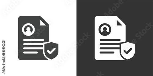 Profile Document Protection icon. Solid glyph series icon