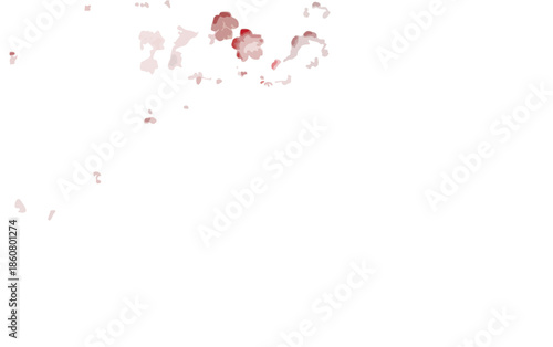 Taches de sang rouge vif et éclaboussures abstraites sur fond transparent, parfaites pour des designs d'horreur, de violence ou de médecine légale.