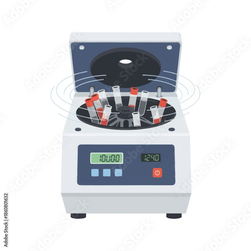 Centrifuge machine spinning test tubes