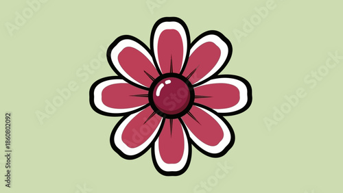 Stylized Flower Illustration with Pink Petals and Dark Red Center.