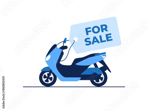 Motorcycle motorbike scooter with price label tag for sale