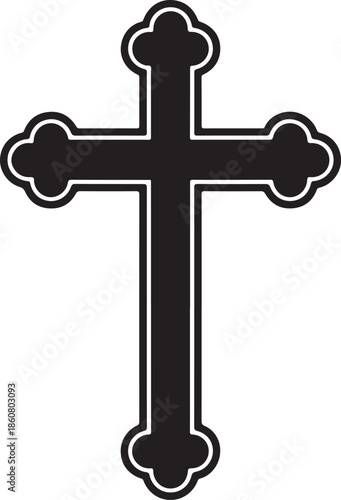 Black Orthodox Cross Symbol Vector Graphic Illustration for Faith and Spirituality Purposes