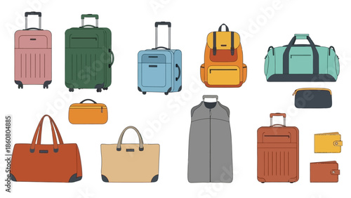 Collection of diverse travel bags and accessories for your journeys