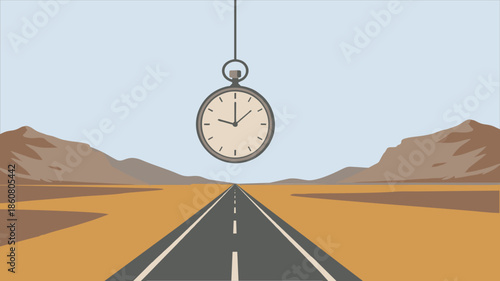 Illustration of the Concept of Time with a Path to a New Beginning or New Hope