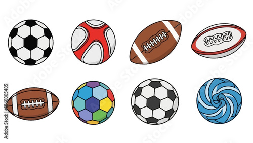 Collection of Sports Balls Icons For Games and Competitions