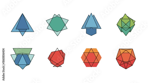 Geometric abstract shapes with vibrant colors symbolizing modern design and creativity