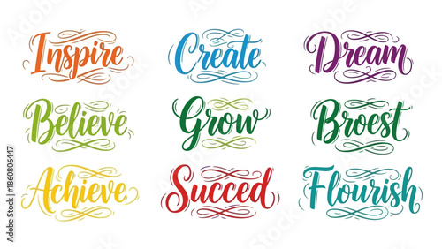 Inspirational Motivational Words Calligraphy Collection Positive Mindset Growth Mindset Quotes