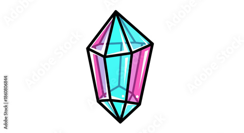 Illustration of a colorful crystal with geometric shapes.
