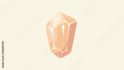 Illustration of a peach-colored crystal with sharp edges and a shiny surface.