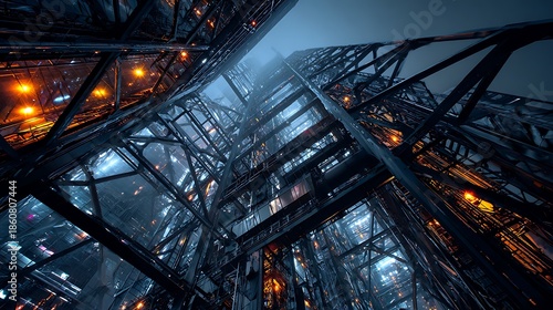 Wallpaper Mural Industrial Metal Framework With Illuminated Control Panels. Torontodigital.ca