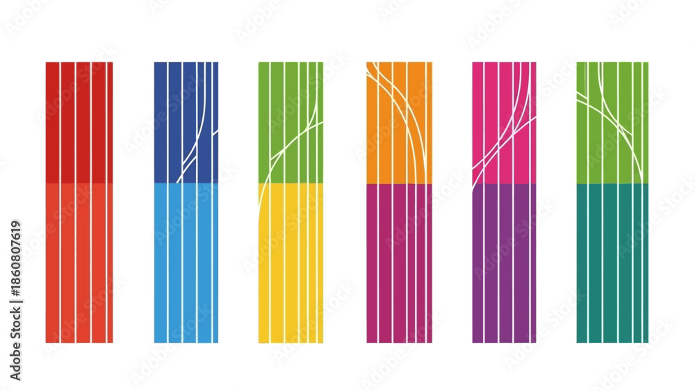 Obraz premium Abstract colorful vertical bars with subtle white lines graphic design on white background