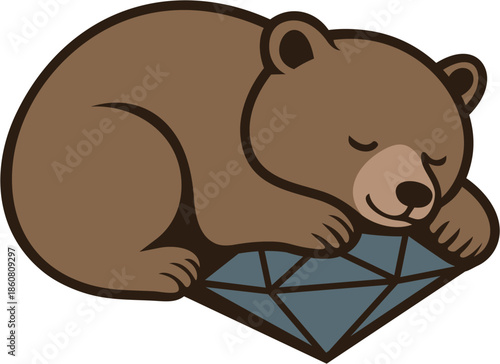 illustration of a sleeping brown bear