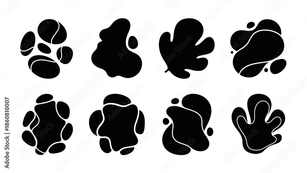 Fototapeta premium Abstract organic shapes in black and white for graphic design elements