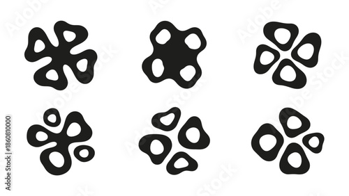 abstract organic shapes graphic design elements pattern set monochrome black and white design
