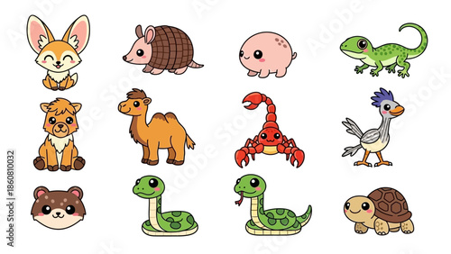 Adorable Cartoon Desert Animals Collection for Children's Designs