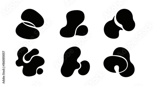 Black Organic Shapes Abstract Forms Set Minimalist Design Elements Minimalistic Graphic Elements