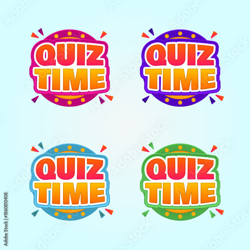 Quiz time social media fun game sale discount promotion online shopping sticker tags template