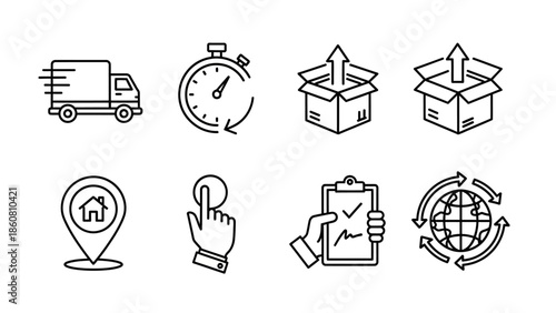 Collection of e-commerce and logistics icons for online delivery services
