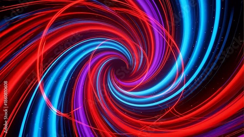 Colorful swirling light lines in spiral pattern