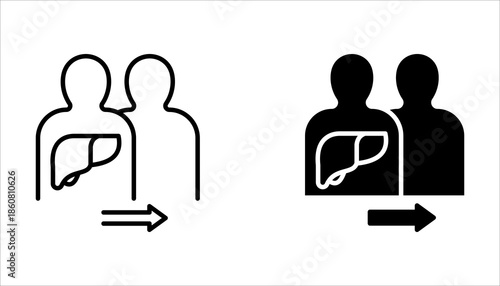 Human organ transplantation icon set. with a white background.
