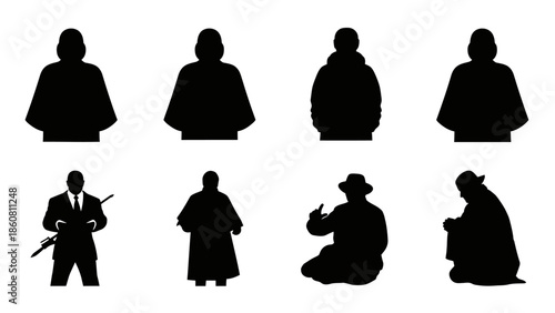 Diverse human silhouette collection representing various activities and attire