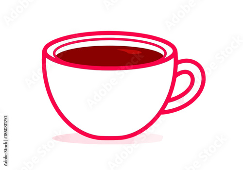 Stylized Illustration of a Cup of Dark Red Tea.