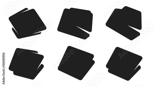 Set of six abstract black shapes on a white background graphic elements