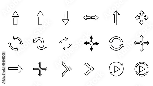 A collection of various arrow icons and direction symbols for navigation and design