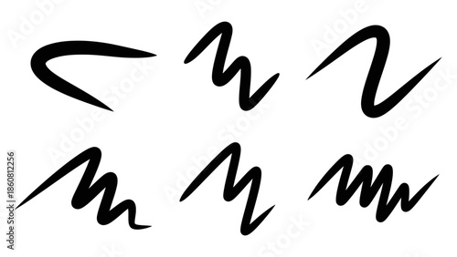 Abstract Black Swirls and Wavy Lines Isolated on White Background Graphic Elements