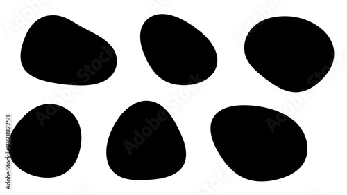 Abstract Black Organic Shapes on a White Background Minimalist Design