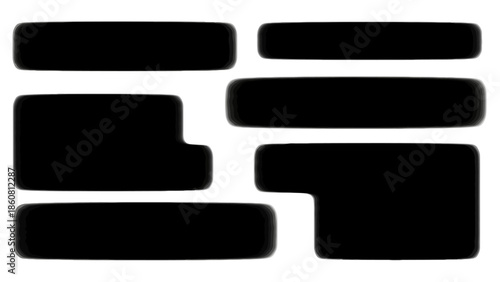Abstract composition of black rounded rectangles on a white background graphic design
