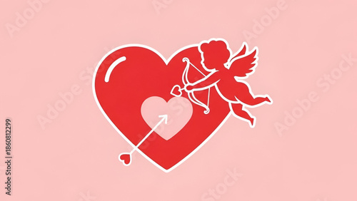 Valentine romance cupid heart illustration showing love emotion promise commitment and celebration concept for greeting card poster banner marketing design and digital advertising use