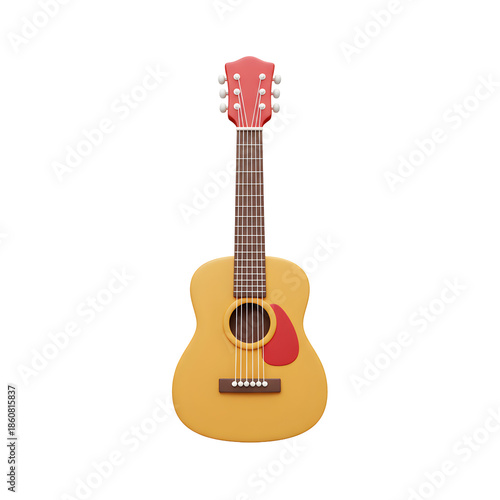 Vibrant acoustic guitar with red accents on black background